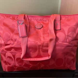 Nylon Coach Orange Summer Tote (Gently Used)
